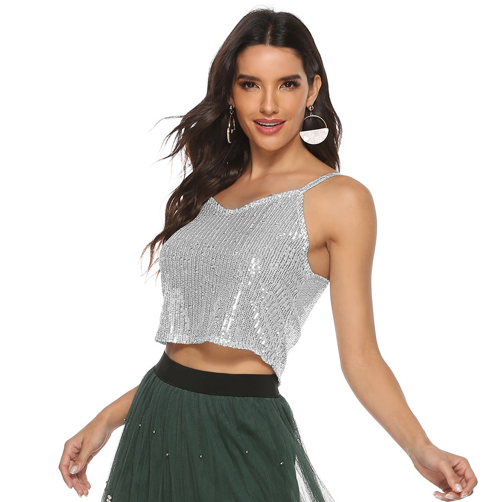 Sequin Crop Cami Top