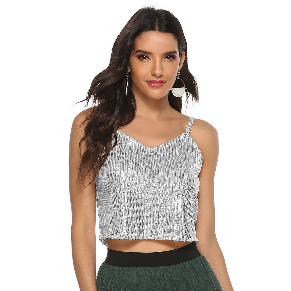 Sequin Crop Cami Top