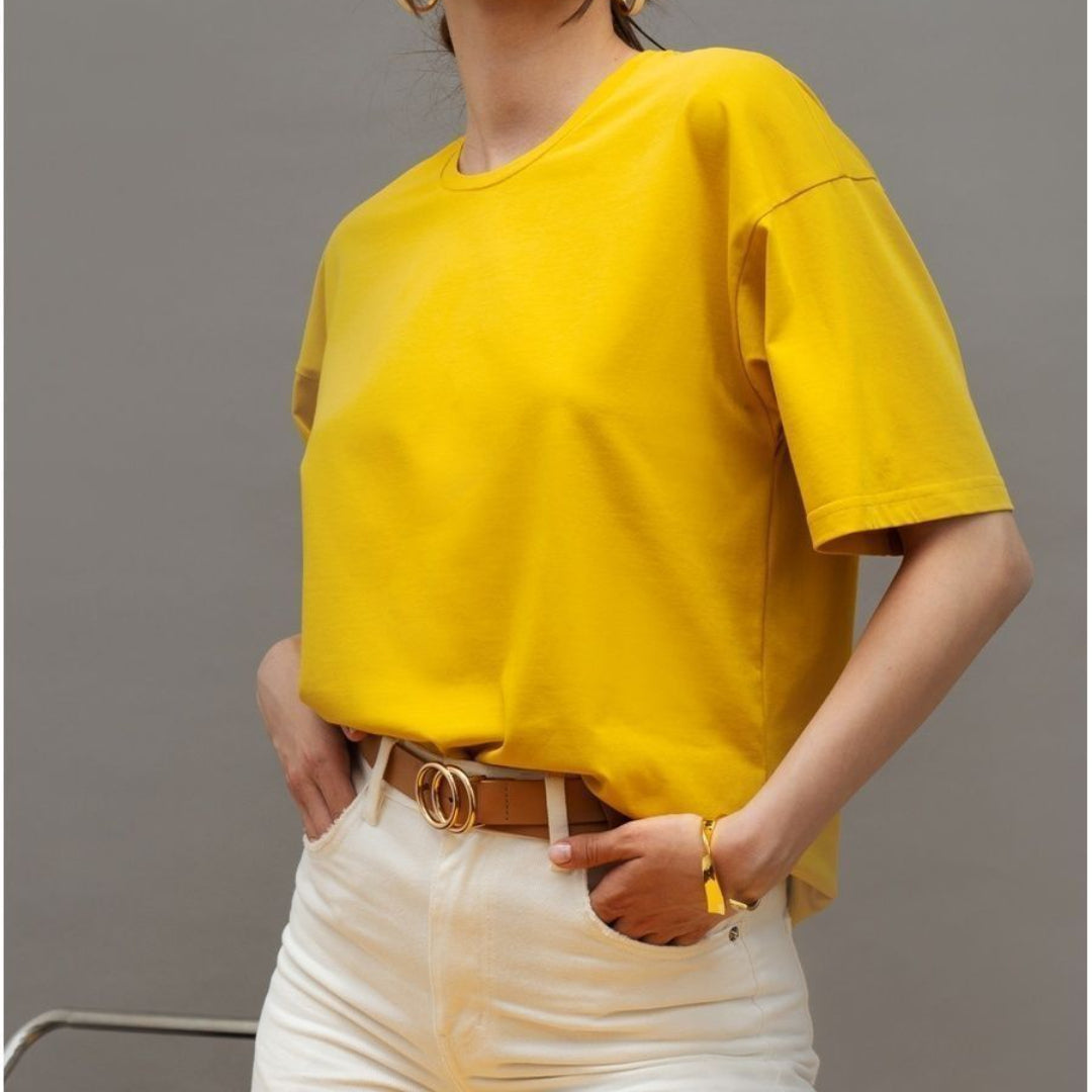 Solid Color Cotton Short-Sleeve T-Shirt - Versatile and Comfortable