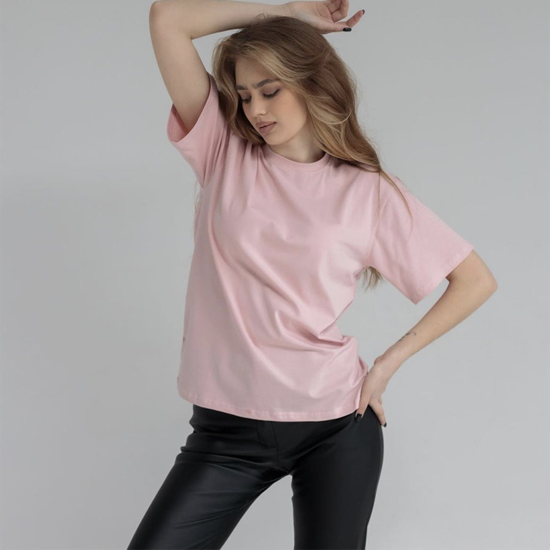 Solid Color Cotton Short-Sleeve T-Shirt - Versatile and Comfortable