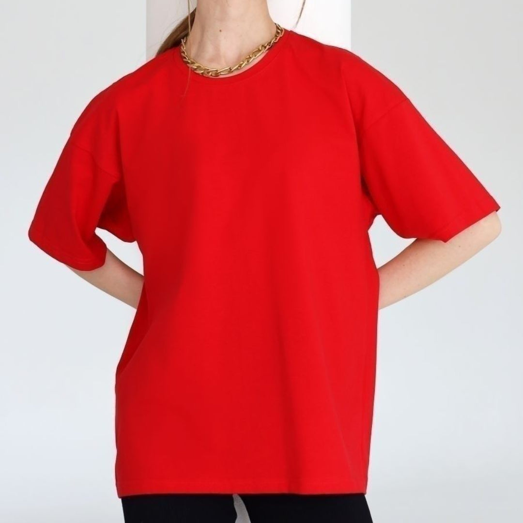 Solid Color Cotton Short-Sleeve T-Shirt - Versatile and Comfortable