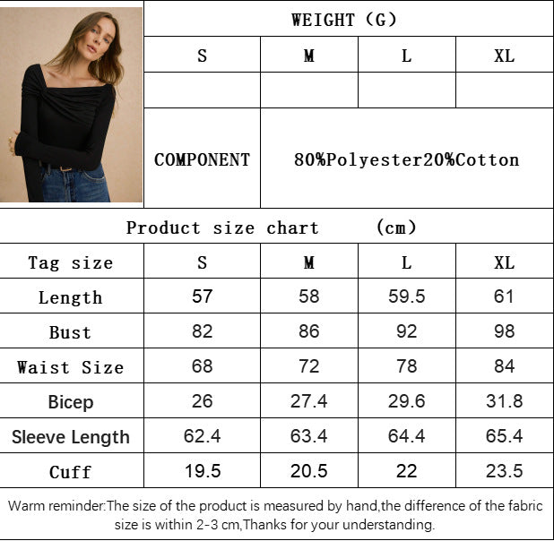 Women's Sexy Asymmetrical Neck Pleated Slim Top