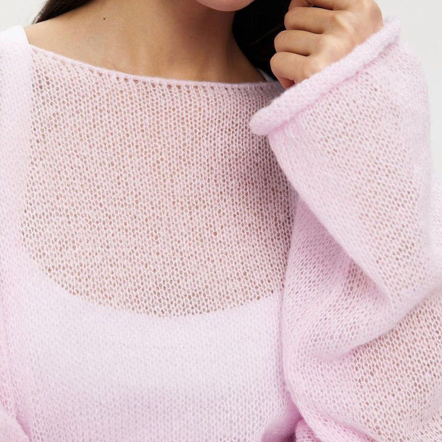 Elegant Hollow Knit Sweater - Soft and Loose-Fitting Knitted Long Sleeve Cover-up