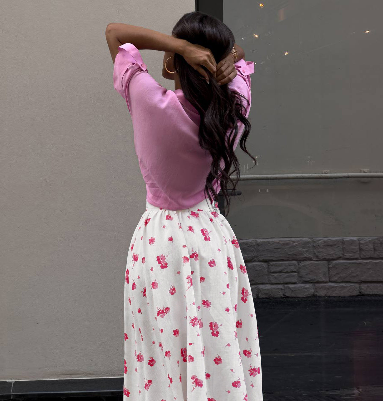 Summer Sexy High Waist Floral Split Skirt