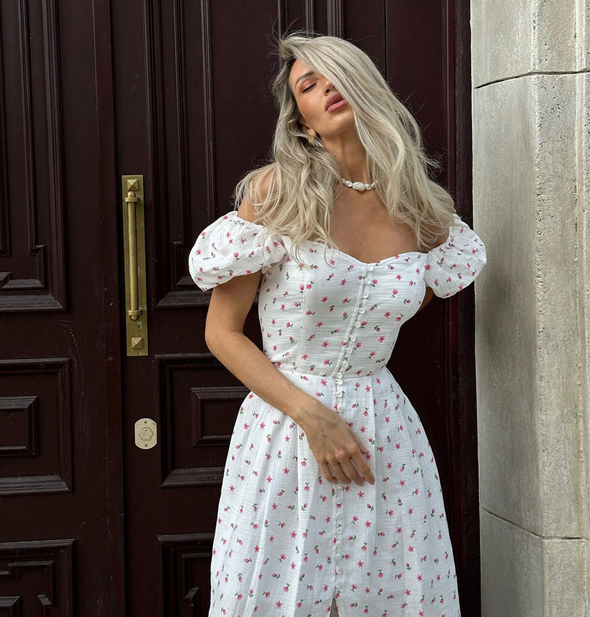 Summer Cotton Sexy Off-Shoulder Floral Bodycon Dress