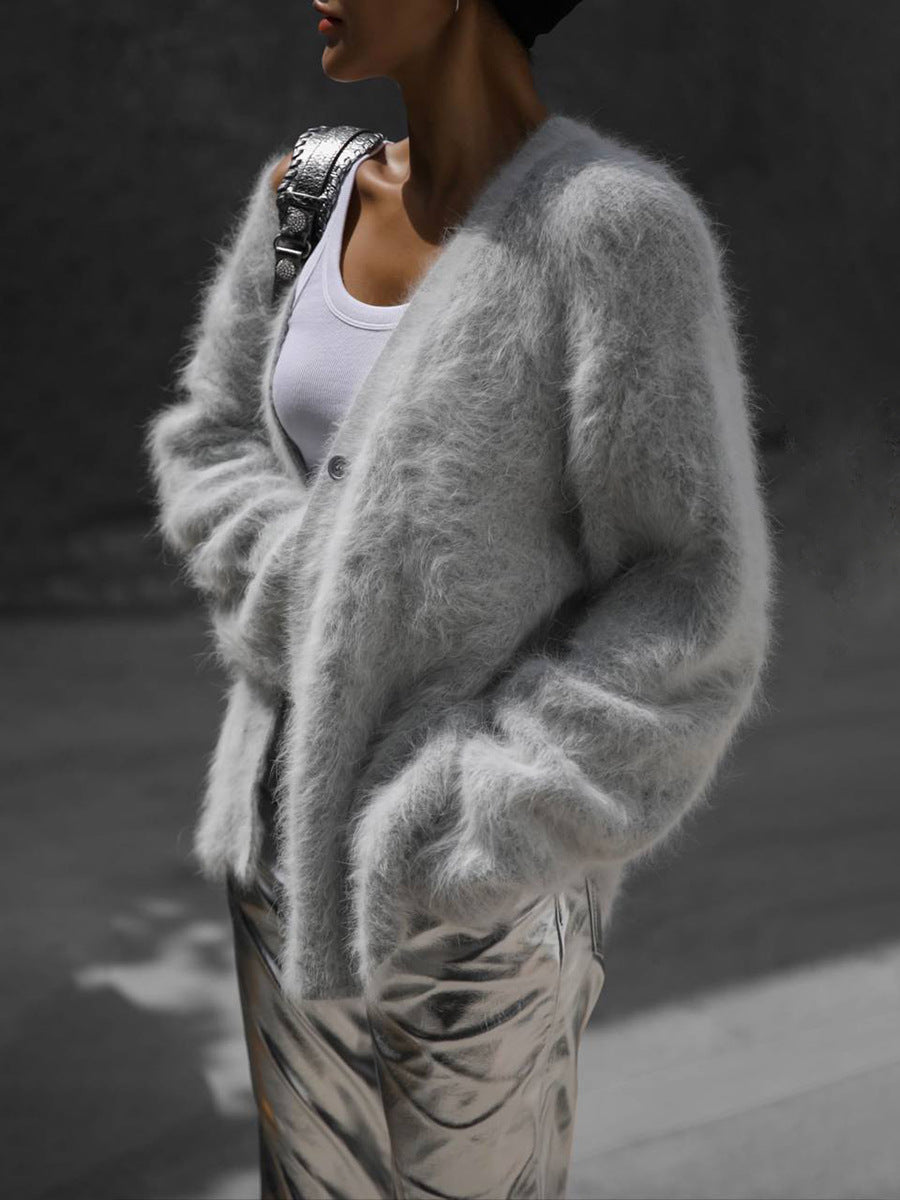 Women's Faux Mink Fur Knit Cardigan