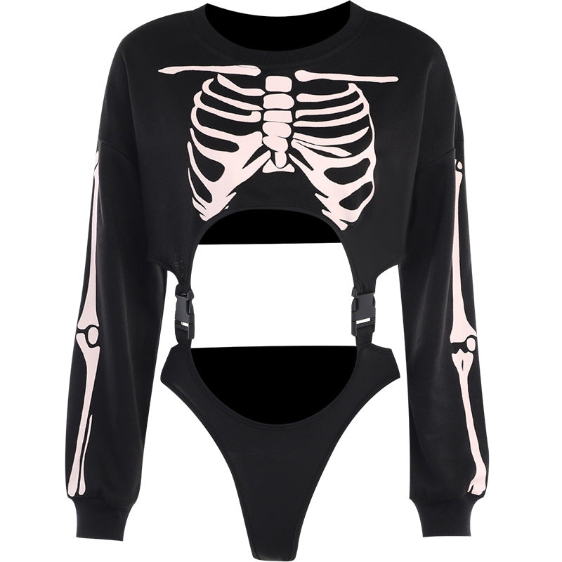 Halloween Skeleton Costume Jumpsuit for Women