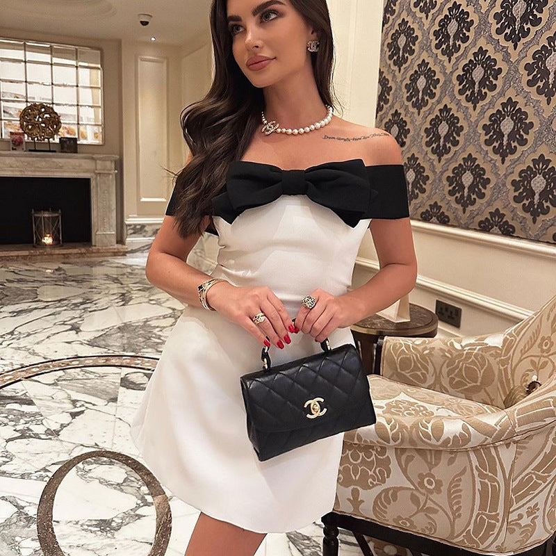 Sexy Elegant Off-Shoulder Bowknot Bodycon Dress