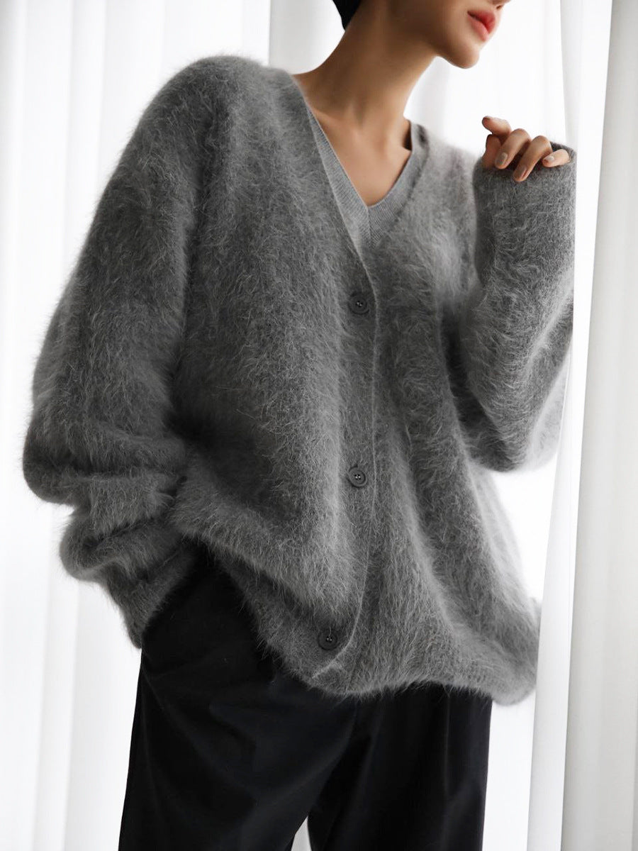 Women's Faux Mink Fur Knit Cardigan