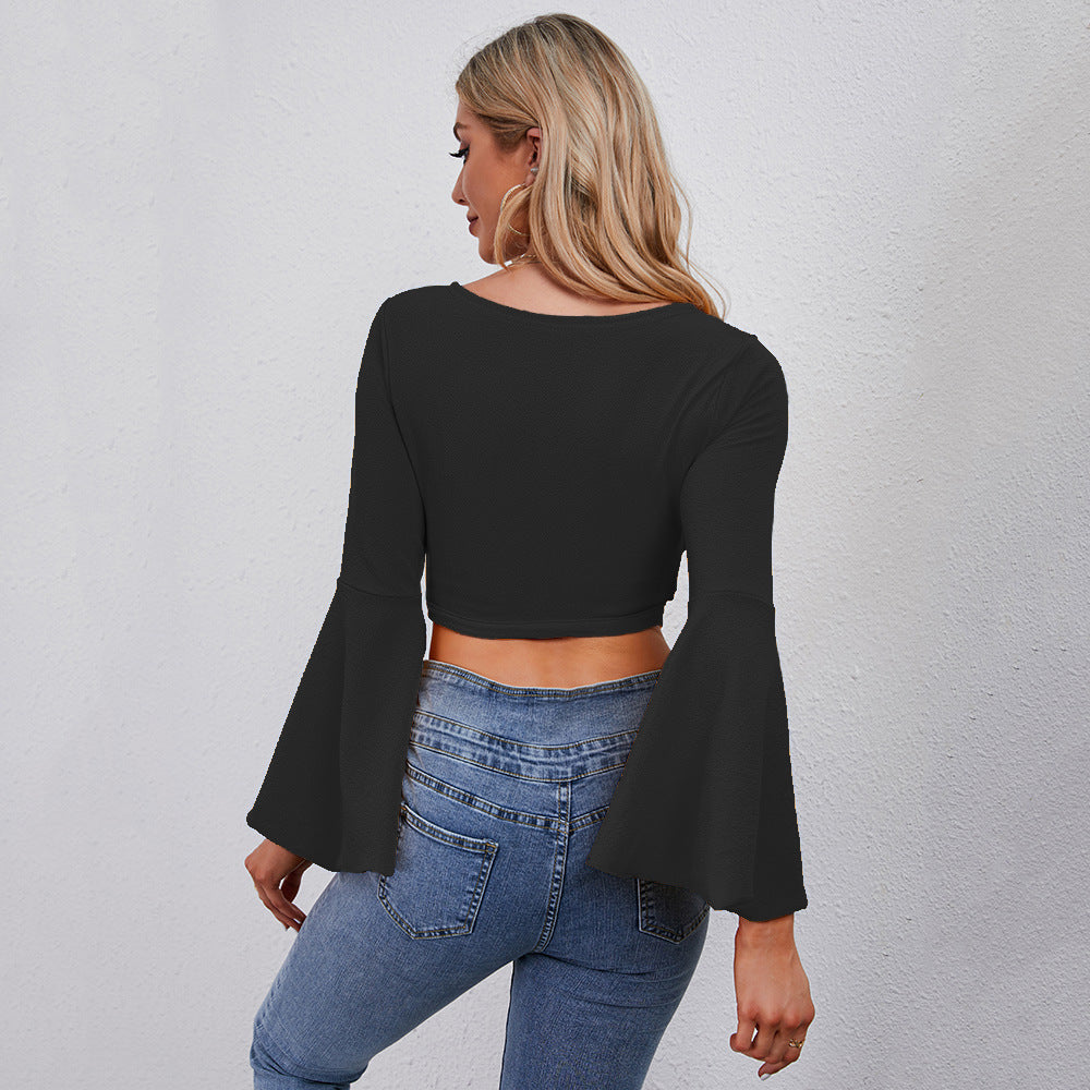 Solid Criss Cross Wrap Crop Top