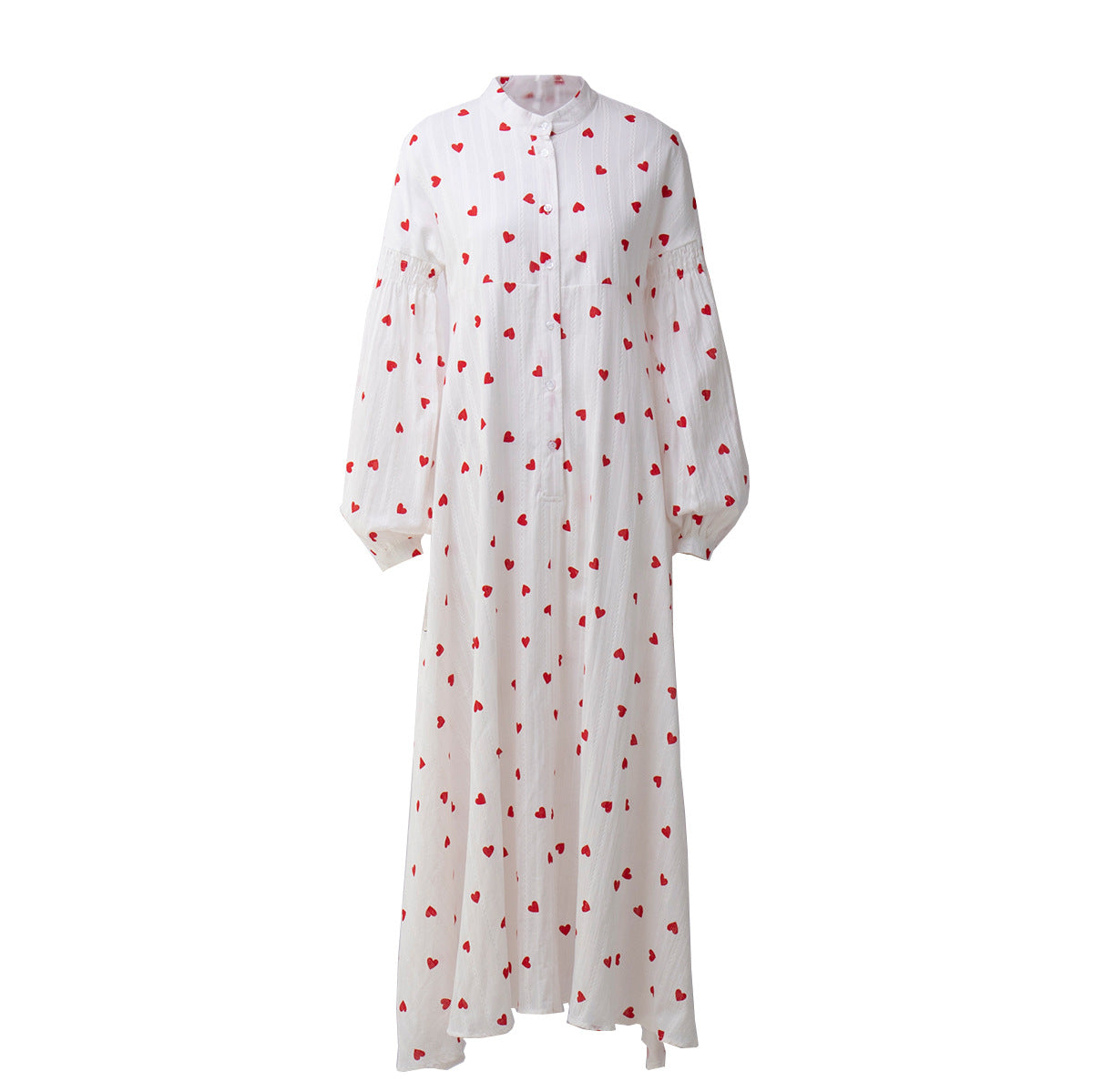 Heart Print Cotton Maxi Dress