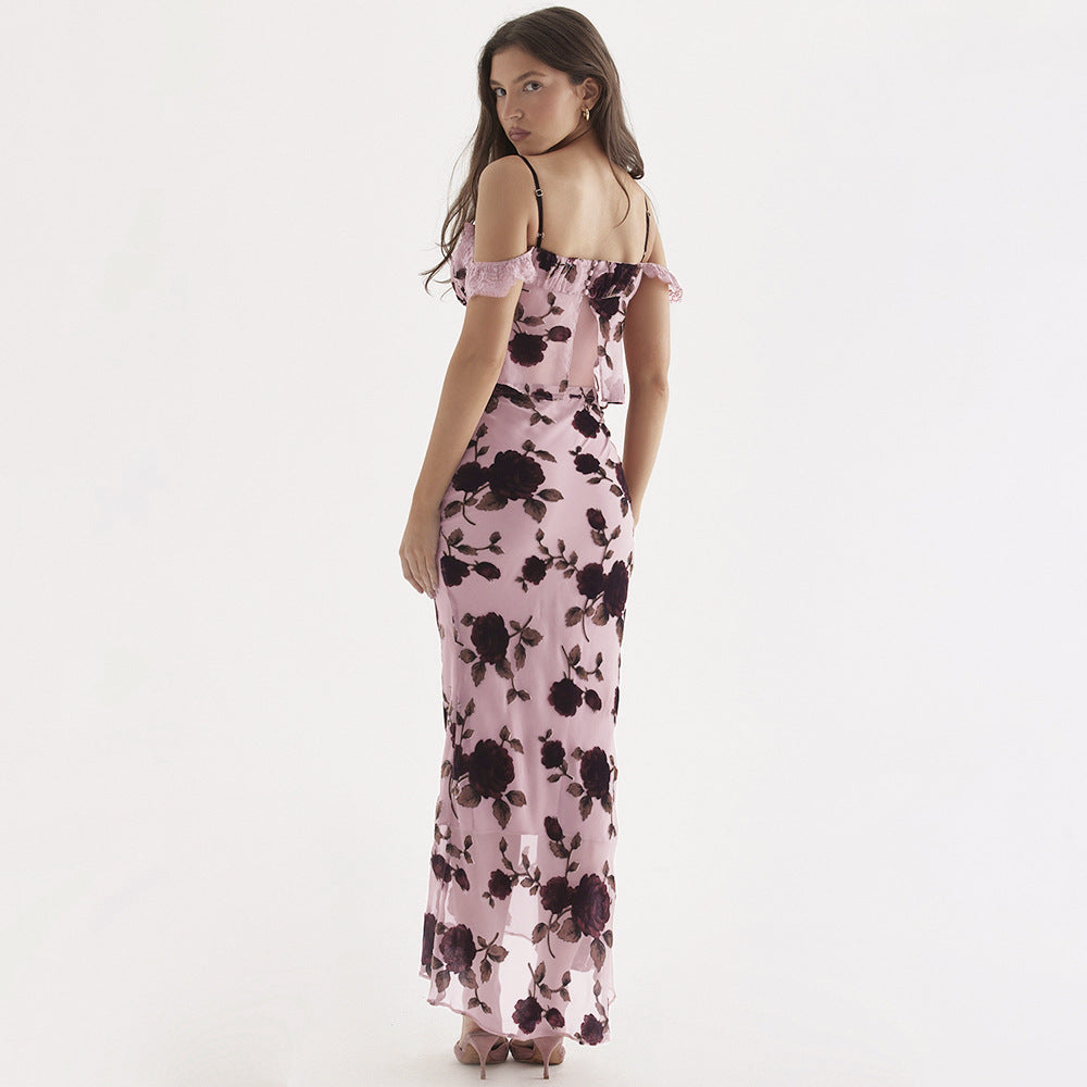 Rose Floral Cami Top and Skirt Set