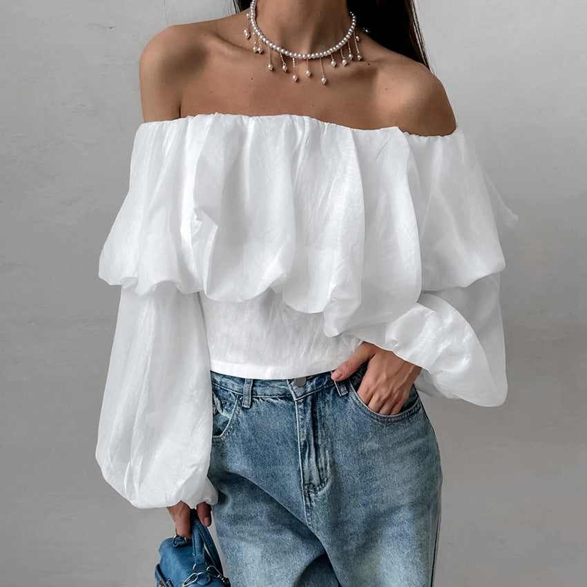 Women's Summer Sexy Off-Shoulder Puff Sleeve White Top