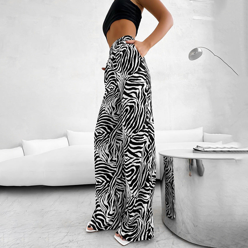 Make a Statement in Zebra Stripe Wide-leg Summer Pants, Unique and Trendy Casual Trousers for Women