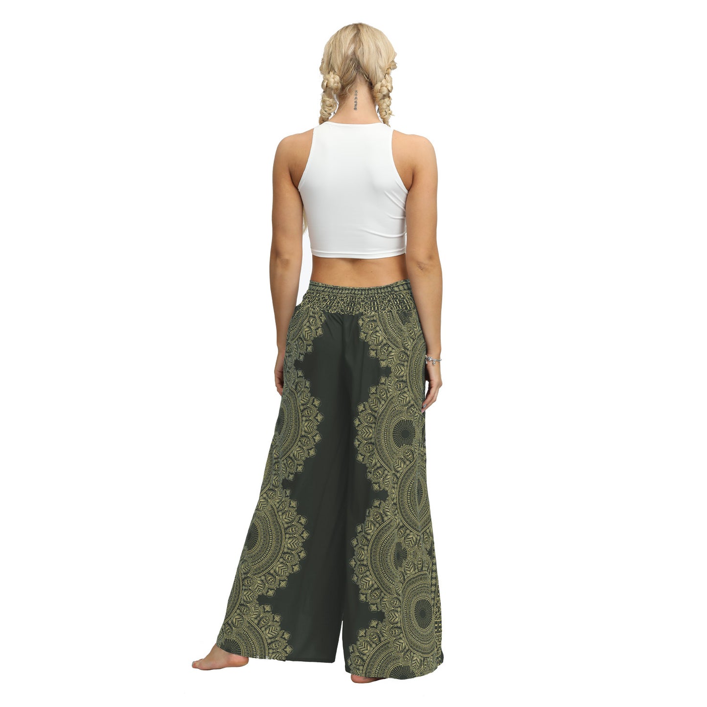 Geo Print Split Thigh Wide Leg Pants