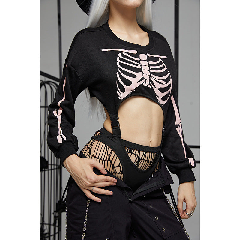 Halloween Skeleton Costume Jumpsuit for Women