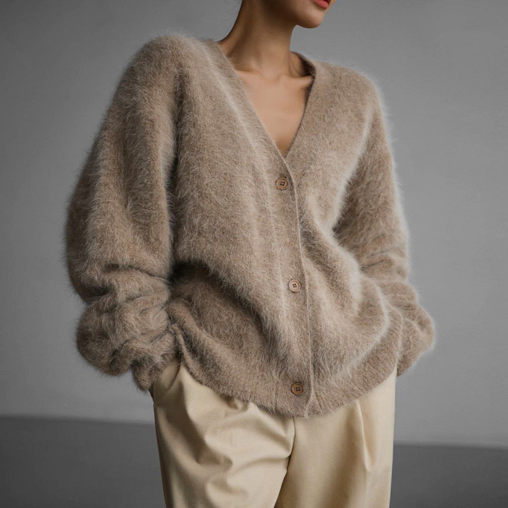 Women's Faux Mink Fur Knit Cardigan