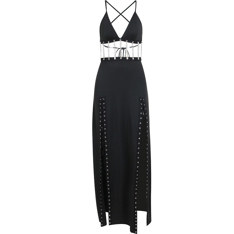 Gothic Style Cami Dress with Hollow Waist