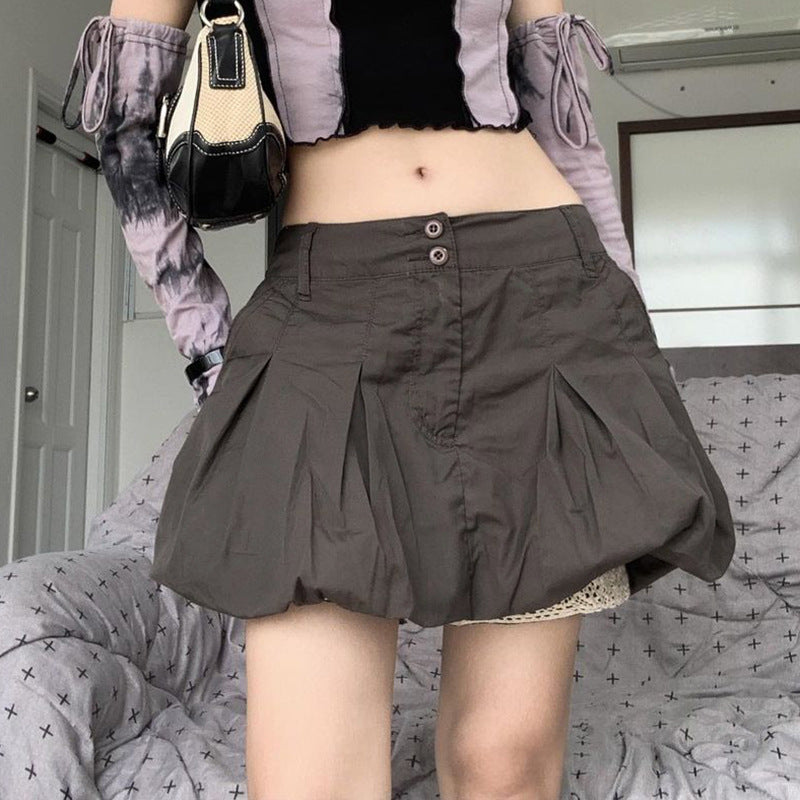 Cute Pleated Low-Waist Flared Skirt Shorts with Safety Shorts