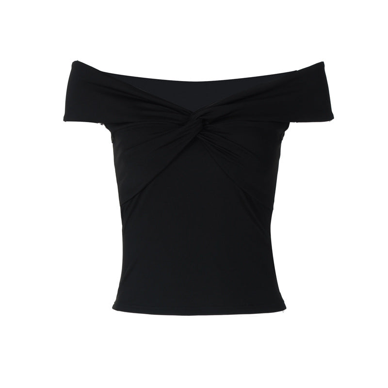 Women's Summer Front Twist Off-Shoulder Bardot Top