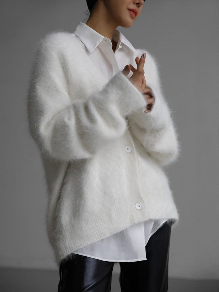 Women's Faux Mink Fur Knit Cardigan