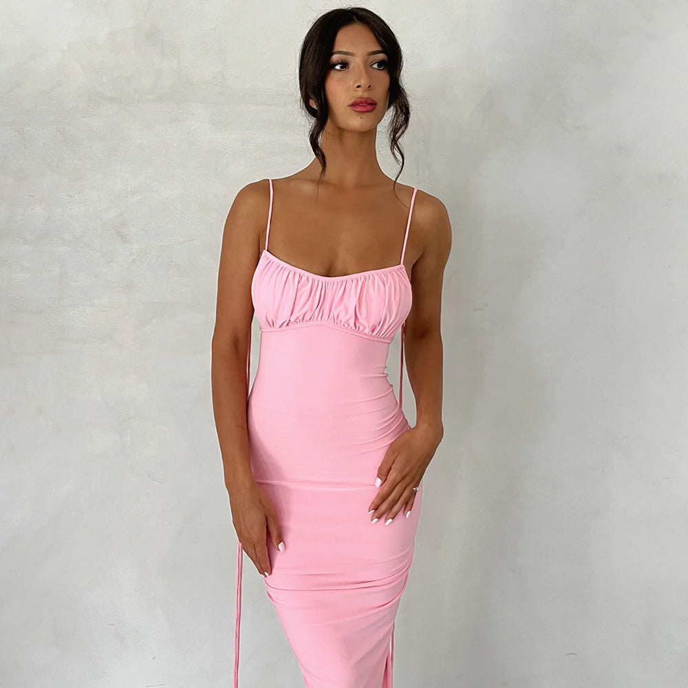 Luxurious Backless Ruched Long Gown - Elegant and Sexy Sleeveless Evening Dress