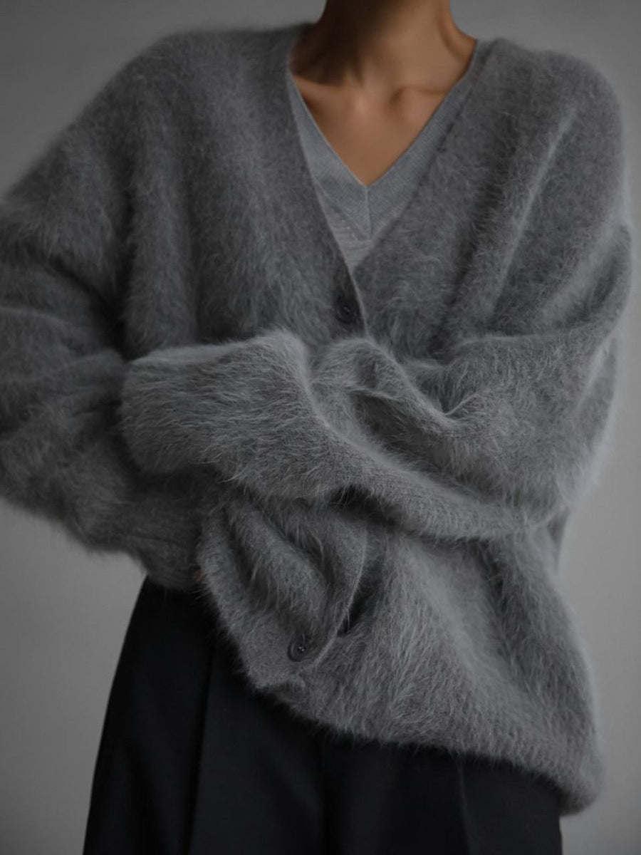 Women's Faux Mink Fur Knit Cardigan