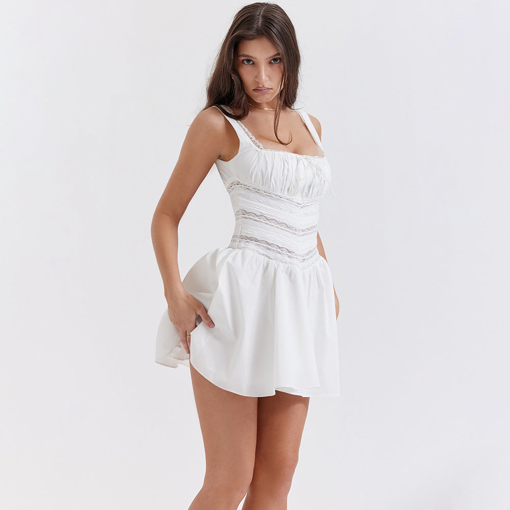 Summer Sexy White Lace Spaghetti Strap Dress