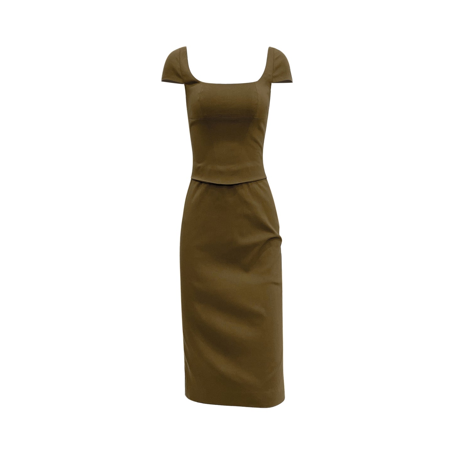 Sleek Square Neck Bodycon Midi Dress: Flattering Backless French-inspired Ensemble for Vacation or Festive Events