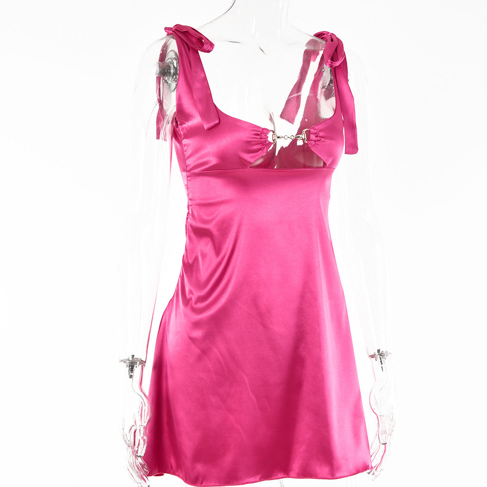 Barbie Pink Solid Backless Cami Dress