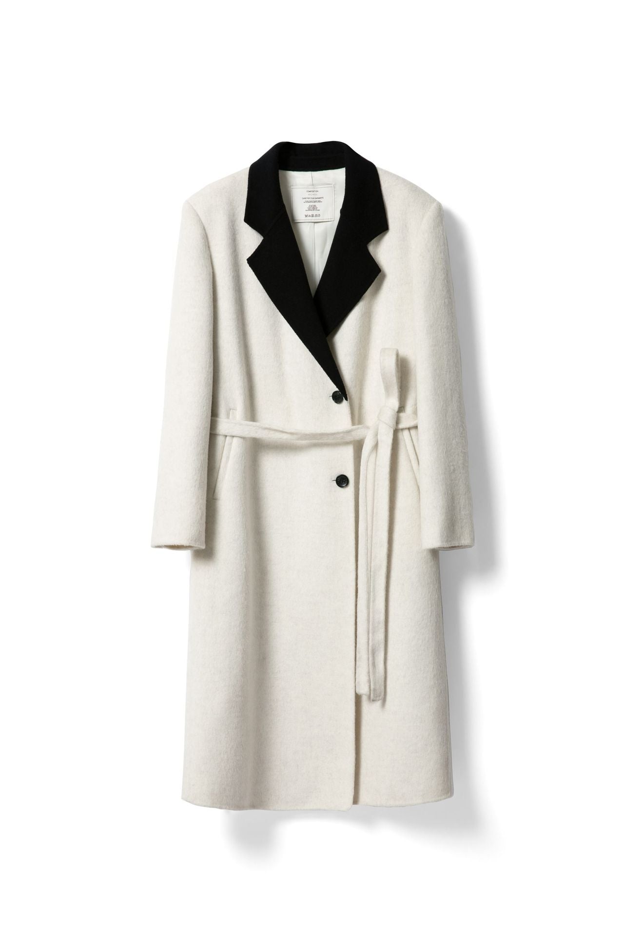 Women's two-tone double-breasted wool coat