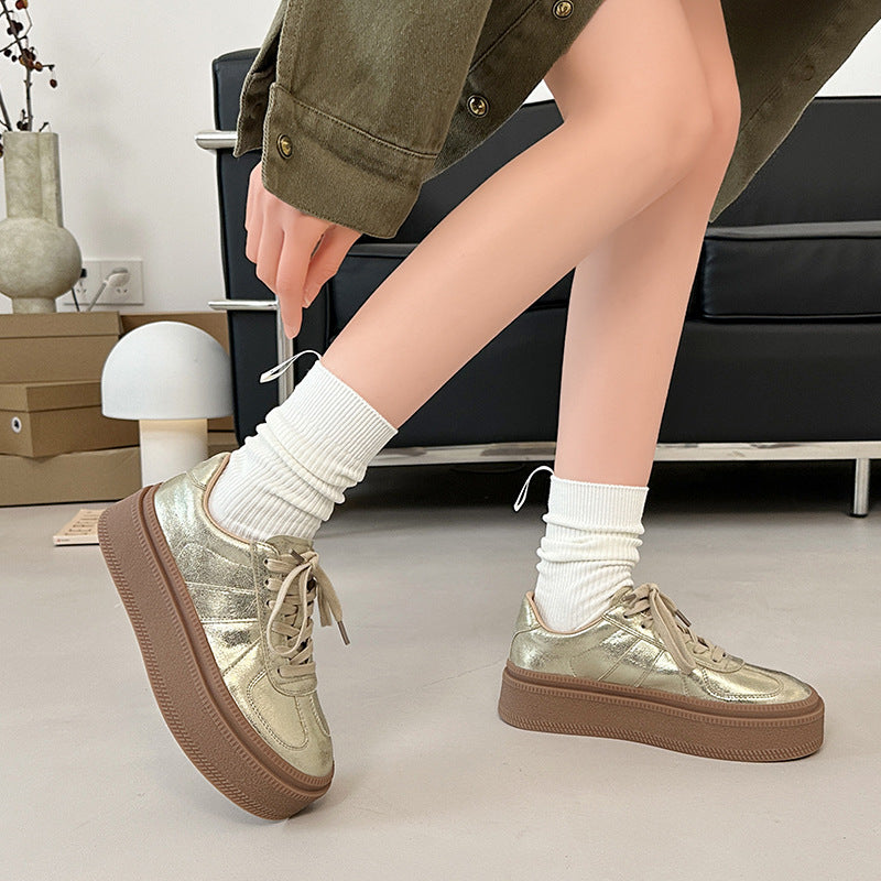 Golden Spring Lace-up Casual Shoes