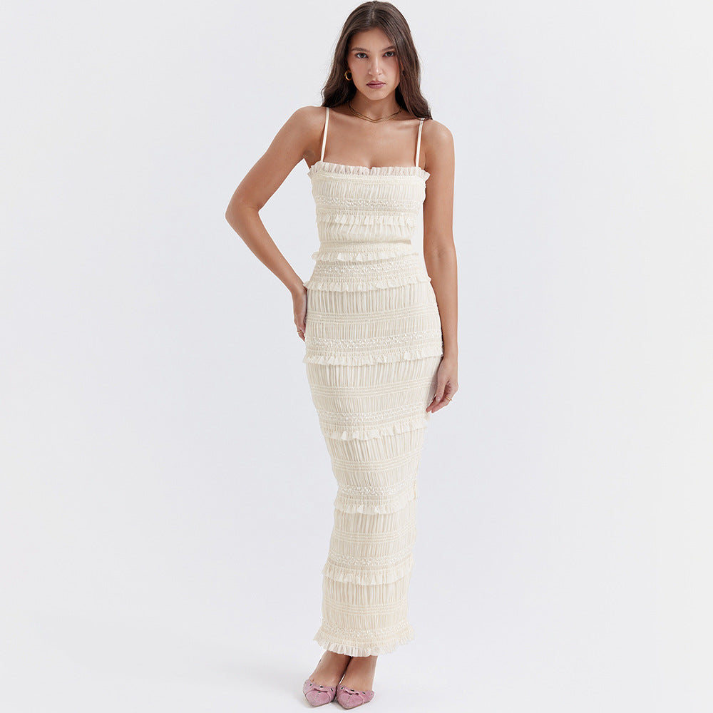 Summer High Stretch Sequin Lace Bodycon Backless Spaghetti Strap Dress