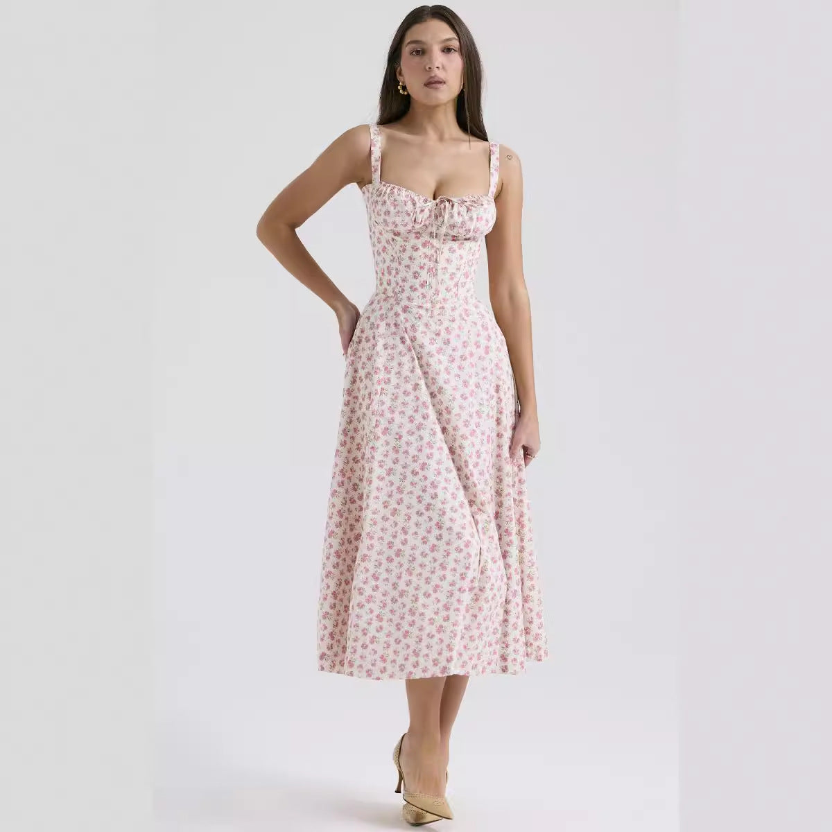 Women's Summer Sexy Backless Floral Strap Dress