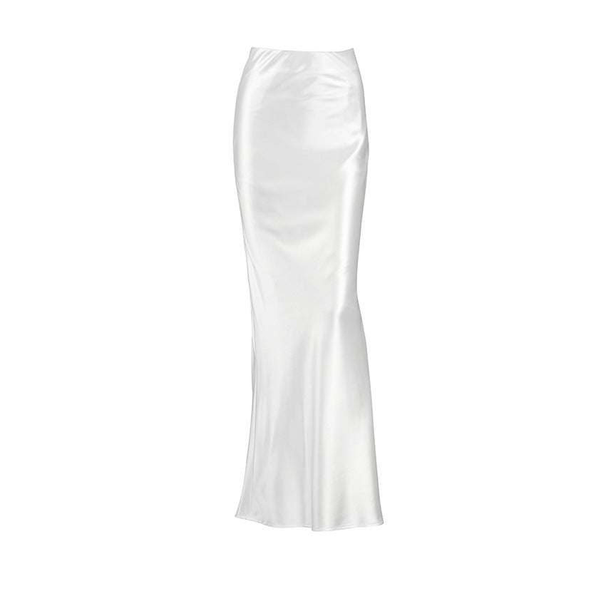 French Style White Satin Mermaid Skirt