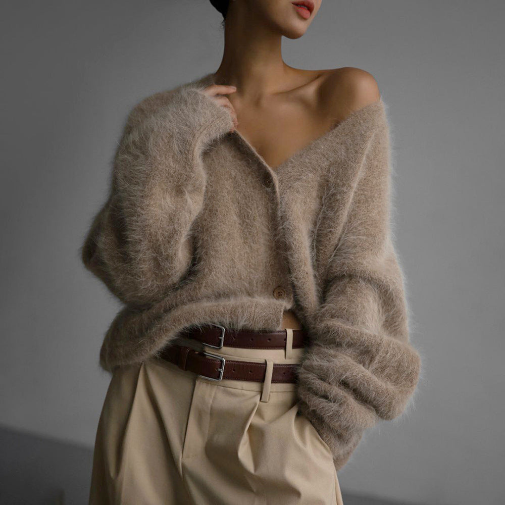 Women's Faux Mink Fur Knit Cardigan