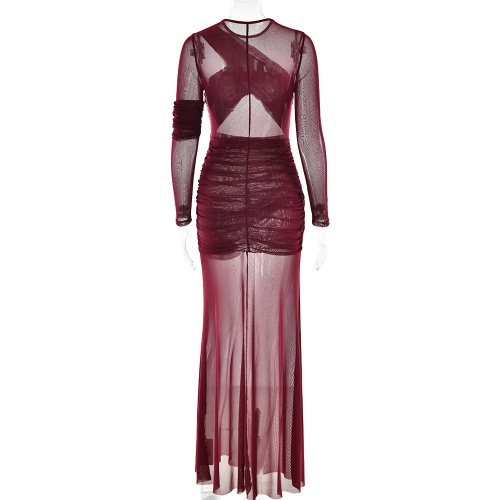 Women's Sexy Mesh See-Through Long Dress