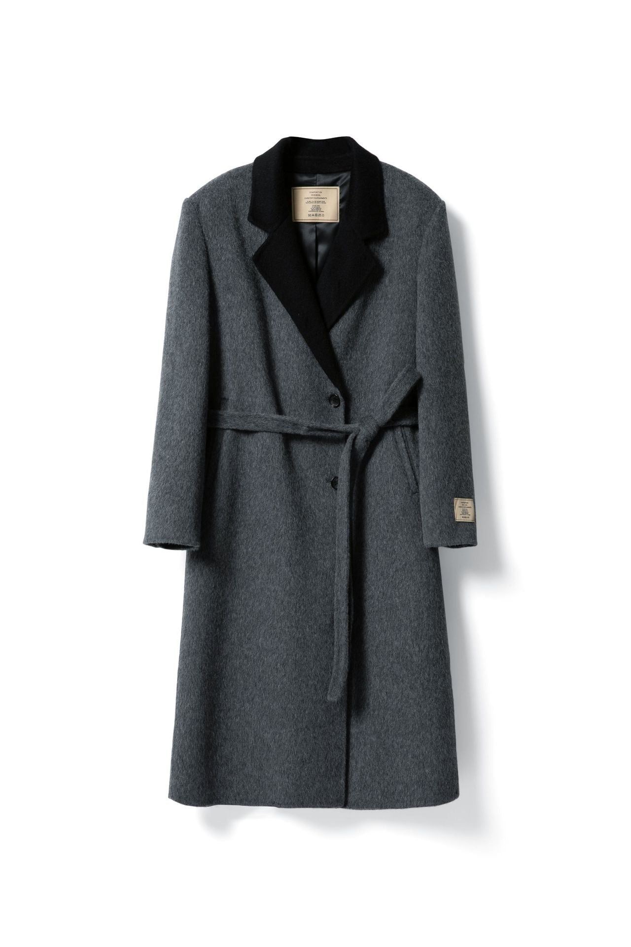 Women's two-tone double-breasted wool coat