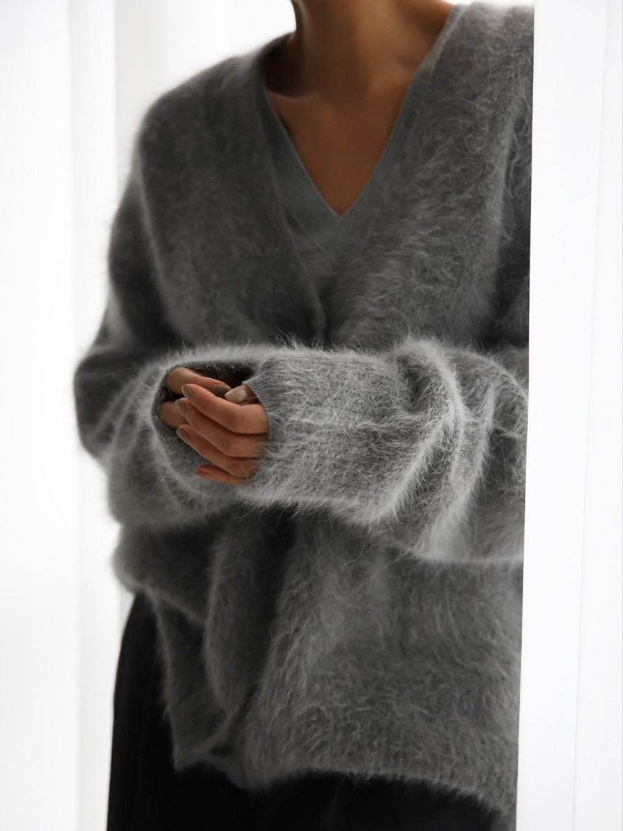 Women's Faux Mink Fur Knit Cardigan