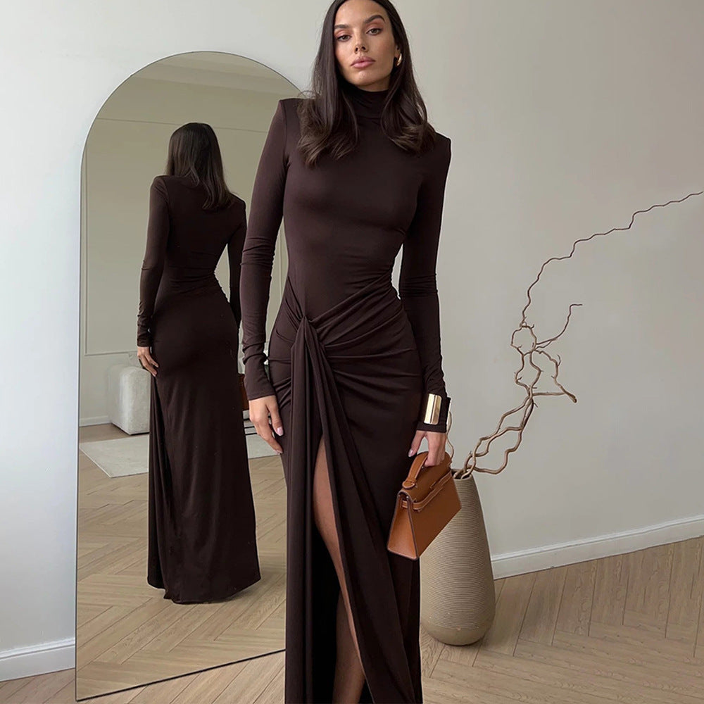 Women's Sexy High-Slit Tie Waist Bodycon Maxi Dress