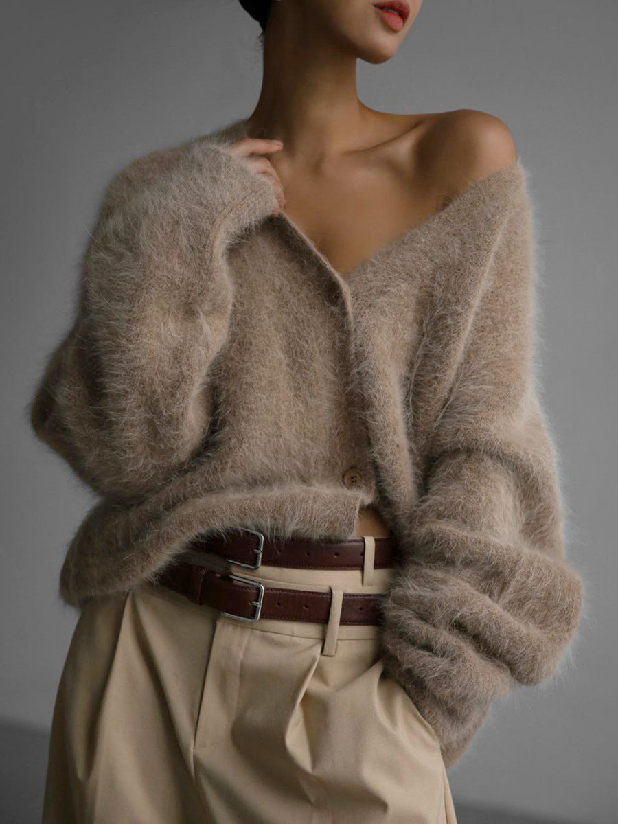 Women's Faux Mink Fur Knit Cardigan