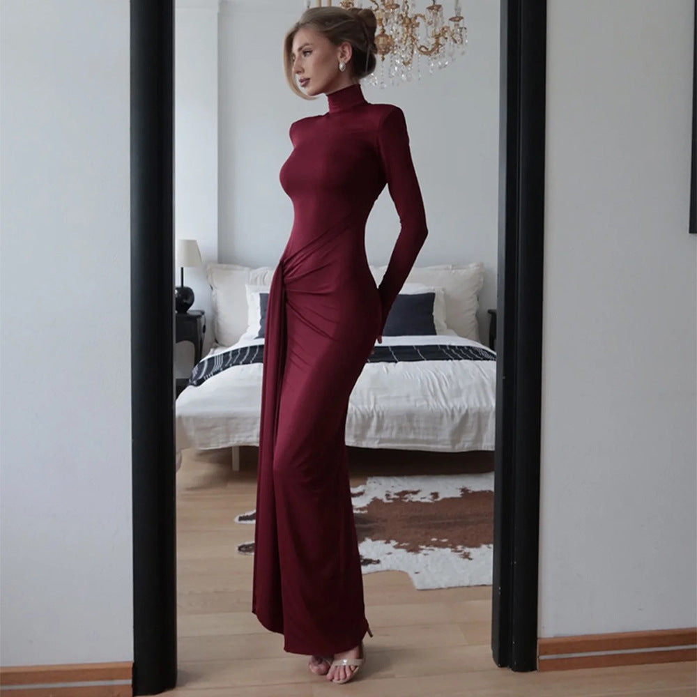 Women's Sexy High-Slit Tie Waist Bodycon Maxi Dress