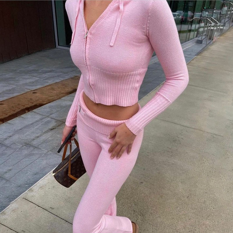 Barbie Pink Knit Hoodie Pant Set