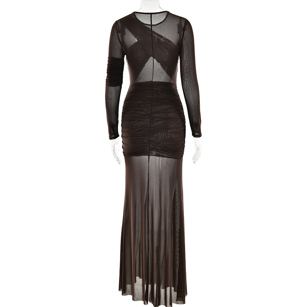 Women's Sexy Mesh See-Through Long Dress