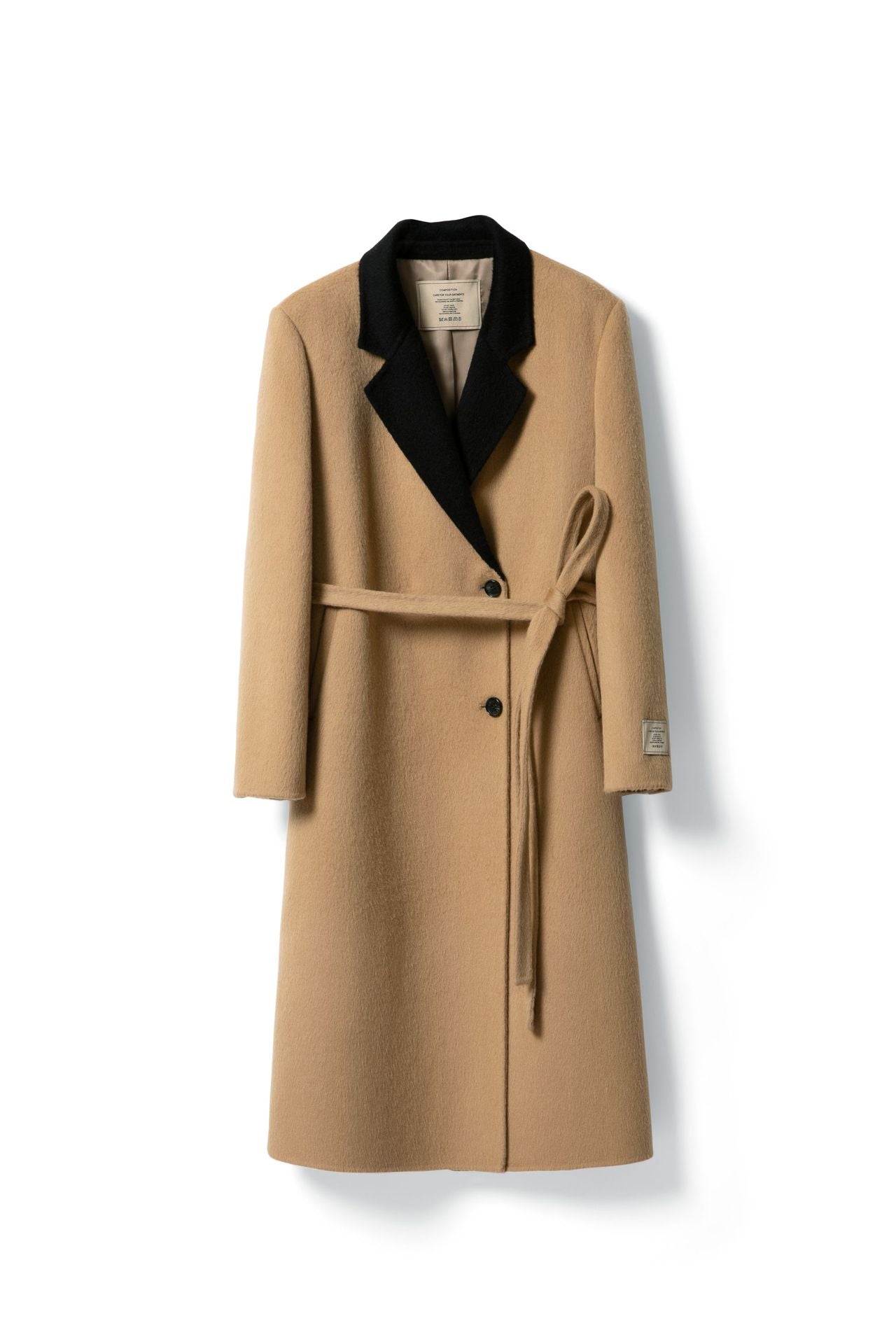 Women's two-tone double-breasted wool coat