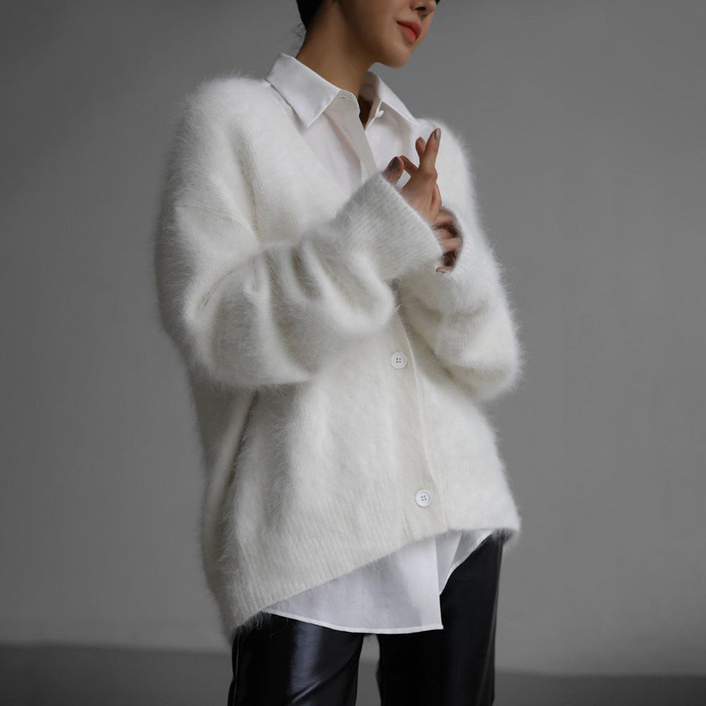 Women's Faux Mink Fur Knit Cardigan