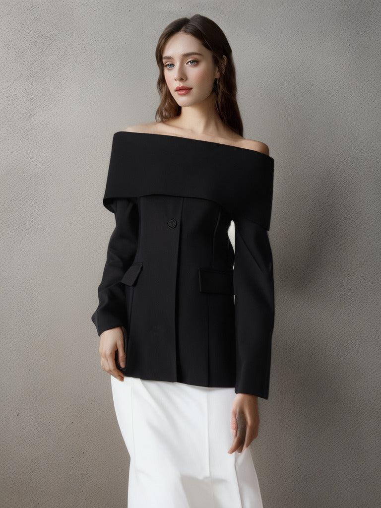 Women's Off-Shoulder Long Sleeve Sexy Blazer