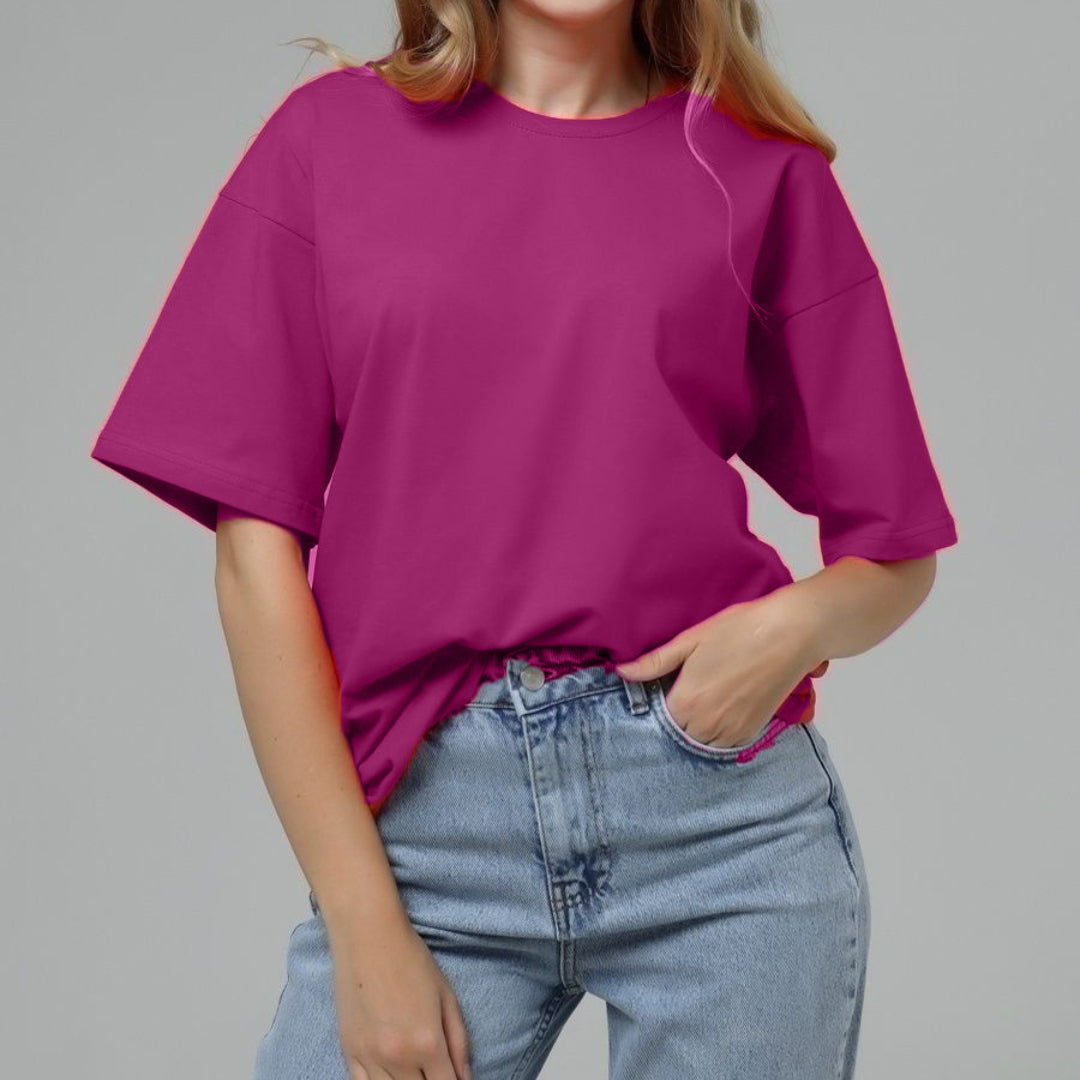 Solid Color Cotton Short-Sleeve T-Shirt - Versatile and Comfortable