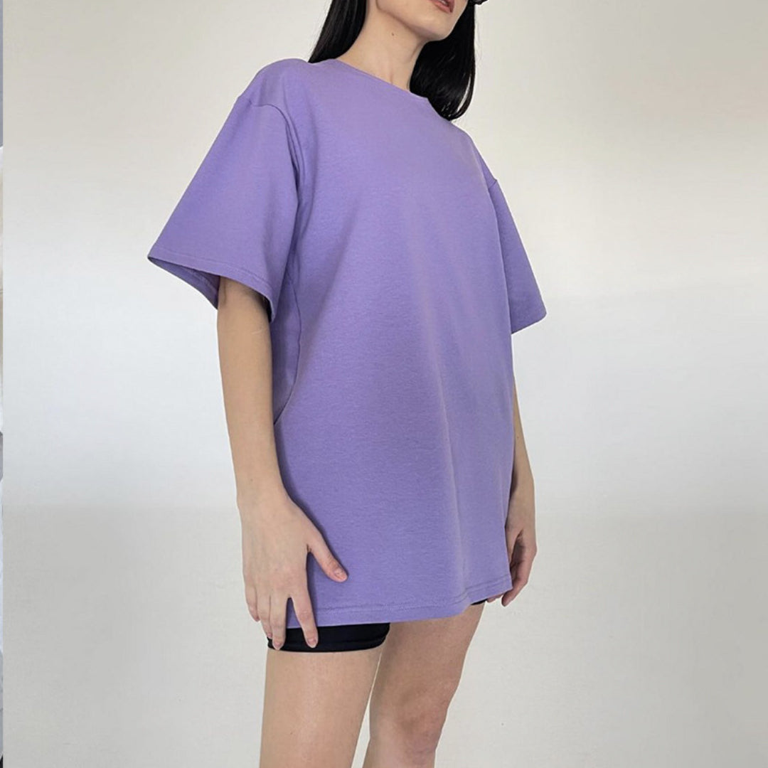 Solid Color Cotton Short-Sleeve T-Shirt - Versatile and Comfortable