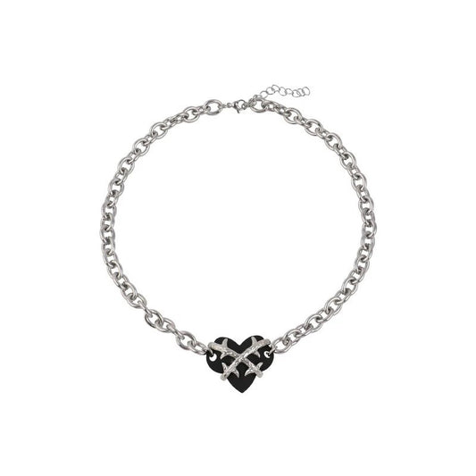 Metal Black Heart Necklace - ACC MODE